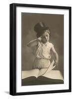 Little Boy in Top Hat Reading Book-null-Framed Art Print