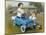 Little Boy in Toy Car with Girl Leaning on it Outside Old Fashioned Diner-David Lindsley-Mounted Giclee Print