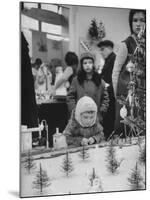 Little Boy Looking at Train Set in Moscow Department Store-James Whitmore-Mounted Photographic Print