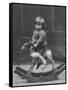 Little Boy on a Very Small Rocking Horse with a Whip in His Hand-null-Framed Stretched Canvas