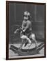 Little Boy on a Very Small Rocking Horse with a Whip in His Hand-null-Framed Photographic Print