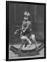 Little Boy on a Very Small Rocking Horse with a Whip in His Hand-null-Framed Photographic Print