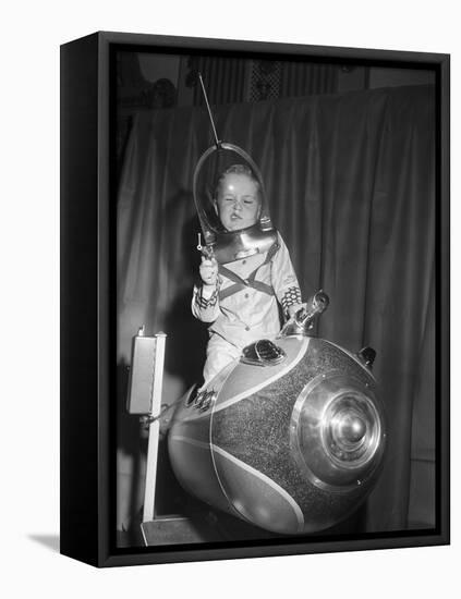 Little Boy on Spaceship Ride-null-Framed Stretched Canvas