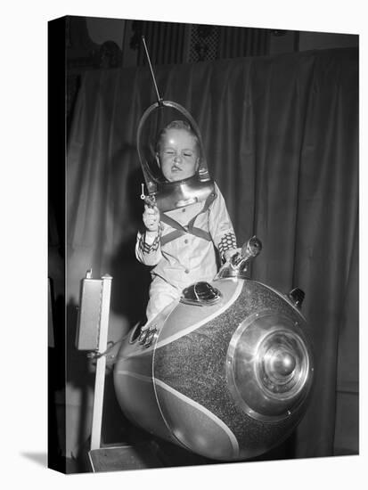 Little Boy on Spaceship Ride-null-Stretched Canvas