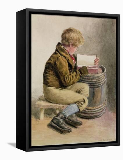 Little Boy Reading a Book-William Henry Hunt-Framed Stretched Canvas