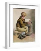 Little Boy Reading a Book-William Henry Hunt-Framed Giclee Print