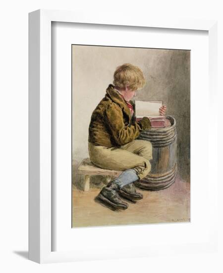 Little Boy Reading a Book-William Henry Hunt-Framed Giclee Print