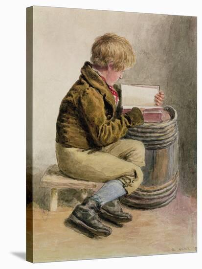 Little Boy Reading a Book-William Henry Hunt-Stretched Canvas