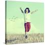 Little Boy Running Feeling Happiness and Freedom-zurijeta-Stretched Canvas