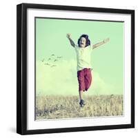 Little Boy Running Feeling Happiness and Freedom-zurijeta-Framed Photographic Print