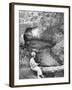 Little Boy Sitting on a Felled Tree, Fishing-Cornell Capa-Framed Photographic Print
