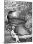 Little Boy Sitting on a Felled Tree, Fishing-Cornell Capa-Mounted Photographic Print