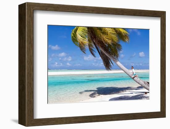 Little Boy Sitting on Palm at Exotic Beach-BlueOrange Studio-Framed Photographic Print