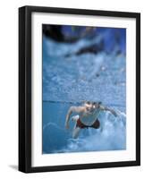 Little Boy Swimming Underwater-James Gritz-Framed Photographic Print