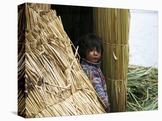 Little Boy, Uros Floating Reed Island, Lake Titicaca, Peru, South America-Jane Sweeney-Stretched Canvas