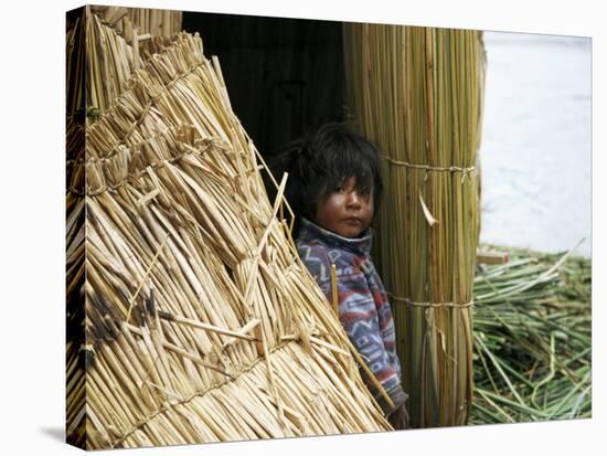 Little Boy, Uros Floating Reed Island, Lake Titicaca, Peru, South America-Jane Sweeney-Stretched Canvas