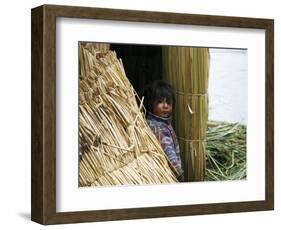 Little Boy, Uros Floating Reed Island, Lake Titicaca, Peru, South America-Jane Sweeney-Framed Photographic Print