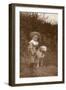 Little Boy with a Bull Terrier in a Garden-null-Framed Photographic Print