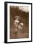 Little Boy with a Bull Terrier in a Garden-null-Framed Photographic Print