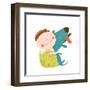 Little Boy with a Dog Hugging. Child Happiness with Friend Animal, Vector Illustration.-Popmarleo-Framed Art Print