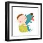 Little Boy with a Dog Hugging. Child Happiness with Friend Animal, Vector Illustration.-Popmarleo-Framed Art Print