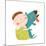 Little Boy with a Dog Hugging. Child Happiness with Friend Animal, Vector Illustration.-Popmarleo-Mounted Art Print