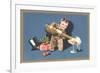 Little Boy with Big Champagne Bottle-null-Framed Premium Giclee Print