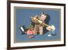 Little Boy with Big Champagne Bottle-null-Framed Premium Giclee Print