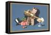 Little Boy with Big Champagne Bottle-null-Framed Stretched Canvas