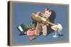 Little Boy with Big Champagne Bottle-null-Stretched Canvas