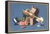 Little Boy with Big Champagne Bottle-null-Framed Stretched Canvas