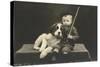 Little boy with dog (b/w photo)-German Photographer-Stretched Canvas
