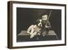 Little boy with dog (b/w photo)-German Photographer-Framed Photographic Print