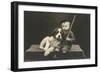 Little boy with dog (b/w photo)-German Photographer-Framed Photographic Print