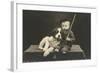 Little boy with dog (b/w photo)-German Photographer-Framed Photographic Print