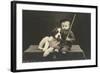 Little boy with dog (b/w photo)-German Photographer-Framed Photographic Print