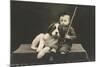 Little boy with dog (b/w photo)-German Photographer-Mounted Photographic Print