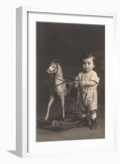 Little Boy with Hobby Horse-null-Framed Art Print