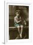 Little Boy with Spaniel on a Birthday Postcard-null-Framed Photographic Print