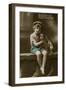 Little Boy with Spaniel on a Birthday Postcard-null-Framed Photographic Print