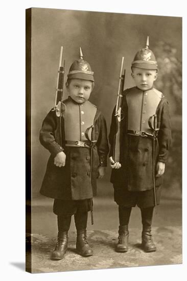 Little Boys Dressed as German Soldiers-null-Stretched Canvas