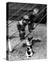 Little Boys Outside Circus Tent Playing with a Dog-Nina Leen-Stretched Canvas