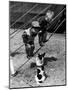 Little Boys Outside Circus Tent Playing with a Dog-Nina Leen-Mounted Photographic Print