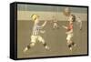 Little Boys Playing Soccer-null-Framed Stretched Canvas