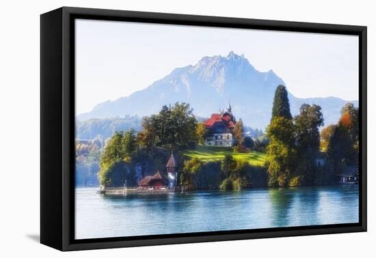 Little Chalet on Lake Luzern, Switzerland-George Oze-Framed Stretched Canvas