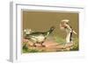 Little Chef Luring Goose-null-Framed Art Print