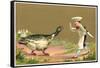 Little Chef Luring Goose-null-Framed Stretched Canvas