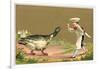 Little Chef Luring Goose-null-Framed Art Print