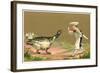 Little Chef Luring Goose-null-Framed Art Print