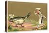 Little Chef Luring Goose-null-Stretched Canvas